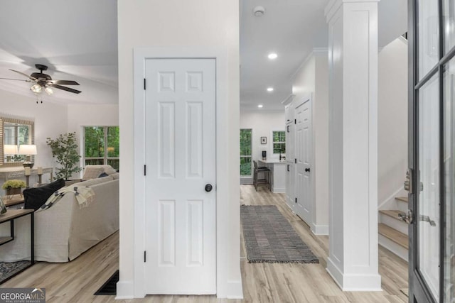 5560 Pilgrim Point Ext, Cumming, GA 30041 - hall featuring light wood-style flooring, plenty of natural light, and recessed lighting