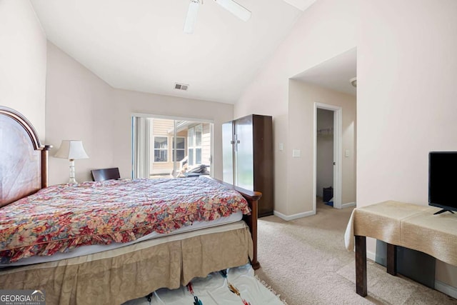 5069 Kathryn Glen Dr, Acworth, GA 30101 - carpeted bedroom with ceiling fan and vaulted ceiling