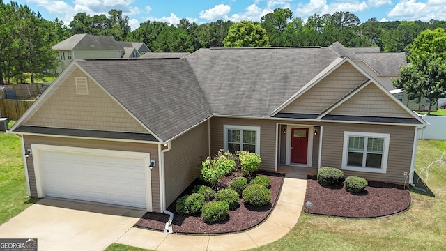 502 Creekside Dr, Lagrange, GA 30240 - view of front of property featuring an attached garage, driveway, a front lawn, and a shingled roof