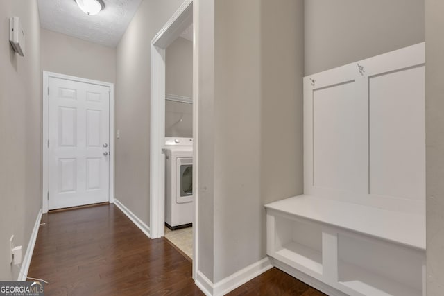 502 Creekside Dr, Lagrange, GA 30240 - mudroom with washer / dryer and dark wood-type flooring