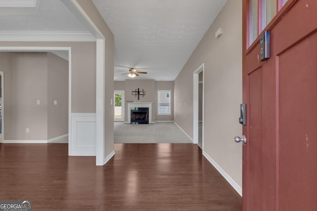 502 Creekside Dr, Lagrange, GA 30240 - entryway with a ceiling fan, wood finished floors, and a fireplace