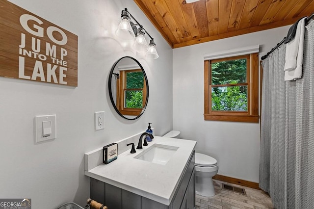 128 Overlake Ct, Morganton, GA 30560 - full bathroom featuring vanity, wooden ceiling, and curtained shower