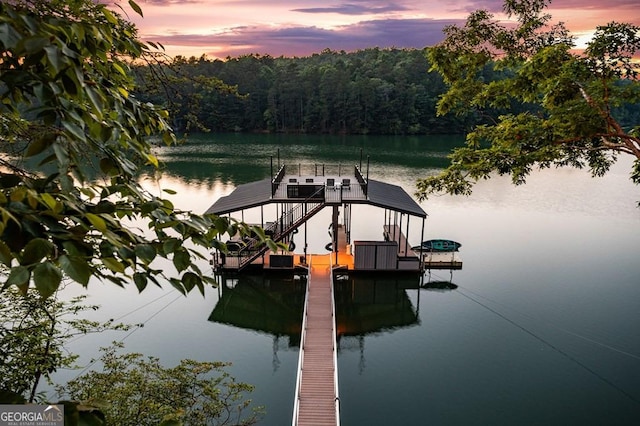 128 Overlake Ct, Morganton, GA 30560 - dock area featuring a water view, a forest view, and boat lift