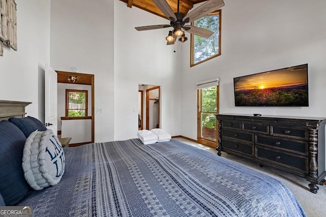 128 Overlake Ct, Morganton, GA 30560 - carpeted bedroom featuring high vaulted ceiling and baseboards