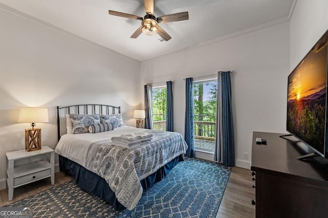 128 Overlake Ct, Morganton, GA 30560 - bedroom featuring wood finished floors, ornamental molding, and ceiling fan