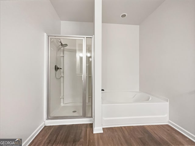 36 Crescent Chase, Dallas, GA 30157 - full bathroom with a shower stall, wood finished floors, and a bath