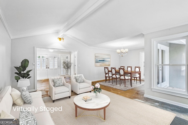 750 Crest Valley Dr NW, Sandy Springs, GA 30327 - living area featuring a chandelier and ornamental molding