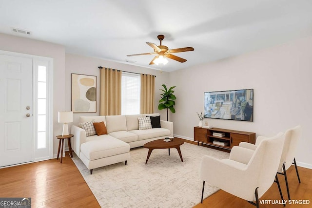 5807 Mitchell Chase Trl, Mableton, GA 30126 - living area with ceiling fan and wood finished floors