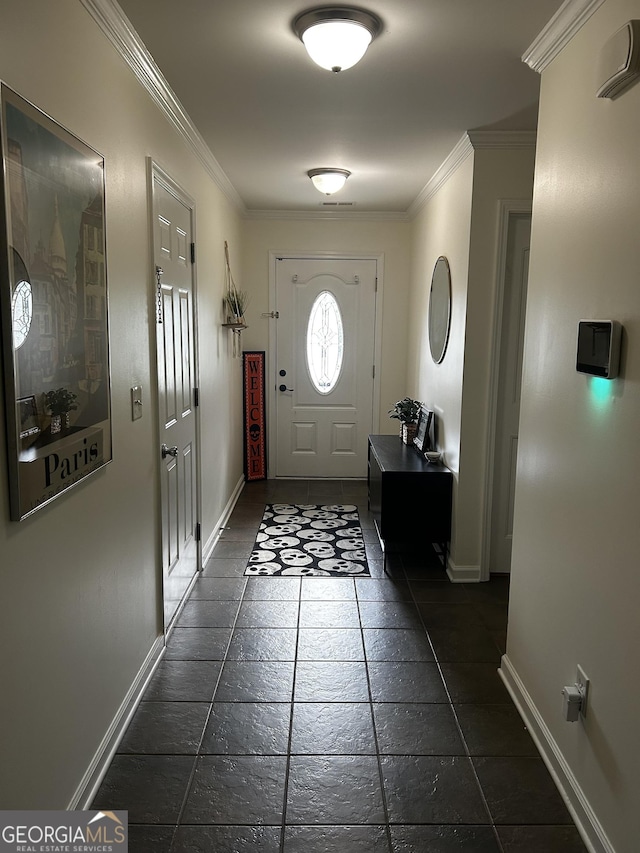 44 Hawk Spring Dr SW, Rome, GA 30165 - foyer featuring crown molding and stone tile flooring