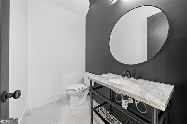 103 Maddox Rd, Buford, GA 30518 - half bath with marble look tile flooring and vanity