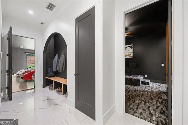 103 Maddox Rd, Buford, GA 30518 - mudroom with marble finish flooring and a ceiling fan