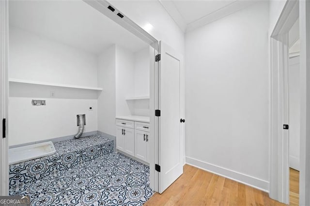 103 Maddox Rd, Buford, GA 30518 - laundry room featuring hookup for an electric dryer, washer hookup, and light wood finished floors