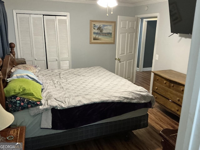 105 Tubb Rd, Chickamauga, GA 30707 - bedroom with ornamental molding, a closet, and wood finished floors