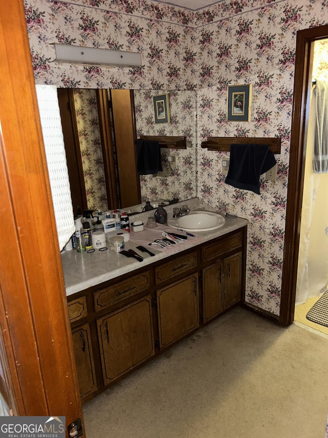 90 Cabriolet Trl, Mcdonough, GA 30253 - bathroom featuring wallpapered walls and vanity