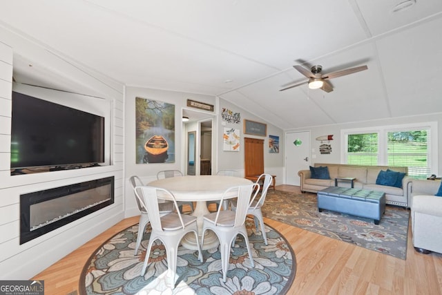 103 Fawn Ct, Eatonton, GA 31024 - dining room with wood finished floors, lofted ceiling, and ceiling fan