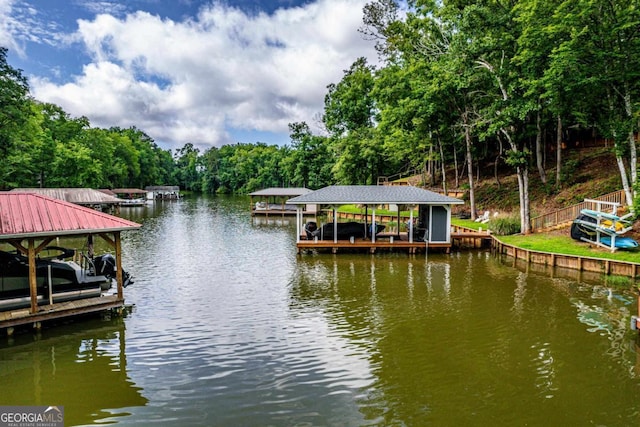 103 Fawn Ct, Eatonton, GA 31024 - dock area featuring boat lift and a water view