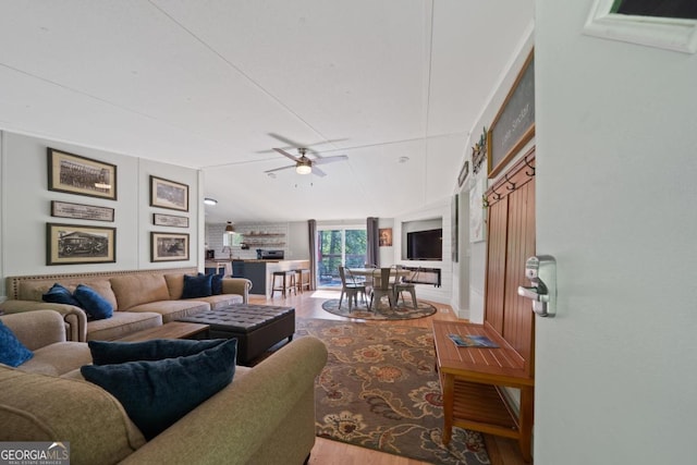 103 Fawn Ct, Eatonton, GA 31024 - living area featuring wood finished floors and ceiling fan