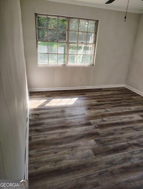 120 Foothill Dr, Dalton, GA 30720 - spare room with dark wood-type flooring, crown molding, and a ceiling fan