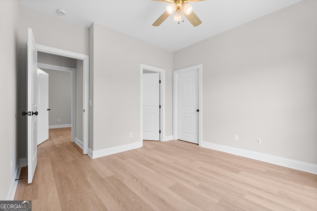 3 Honeysuckle Dr, Claxton, GA 30417 - unfurnished bedroom with light wood-type flooring and ceiling fan