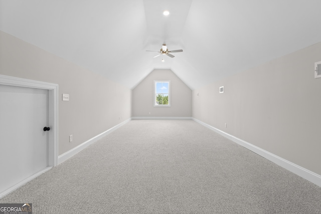 3 Honeysuckle Dr, Claxton, GA 30417 - additional living space featuring a ceiling fan, vaulted ceiling, and carpet floors