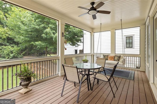 127 Oak Ln, Decatur, GA 30030 - sunroom / solarium featuring a ceiling fan and outdoor dining area