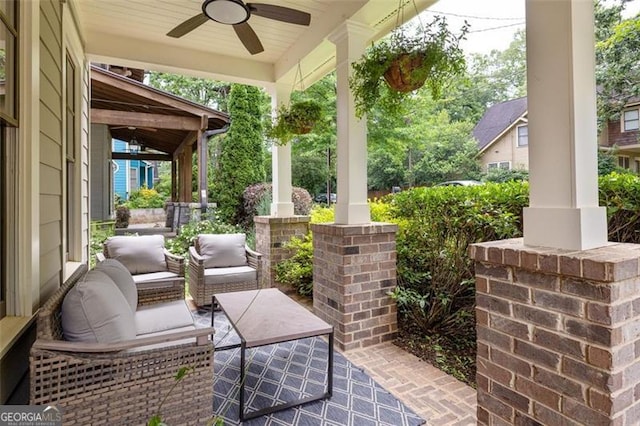 127 Oak Ln, Decatur, GA 30030 - covered porch featuring ceiling fan