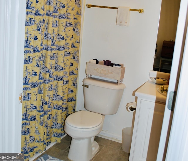 2887 Florence Dr, Gainesville, GA 30504 - full bathroom with vanity, tile patterned flooring, and a shower with curtain