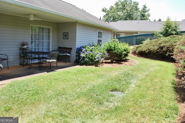 2887 Florence Dr, Gainesville, GA 30504 - view of yard featuring ceiling fan and a patio