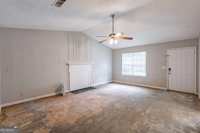 5856 Rock Rd, Union City, GA 30291 - additional living space featuring a ceiling fan, unfinished concrete floors, and vaulted ceiling