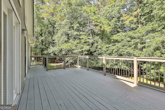 118 Whitfield Run, Peachtree City, GA 30269 - wooden terrace featuring a wooded view