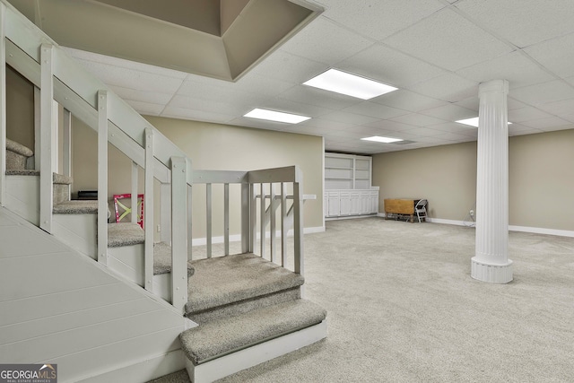 118 Whitfield Run, Peachtree City, GA 30269 - finished basement with carpet, a drop ceiling, and stairway