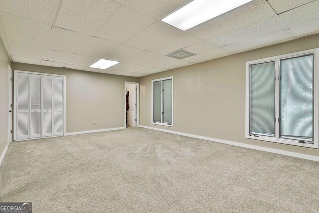 118 Whitfield Run, Peachtree City, GA 30269 - below grade area featuring a drop ceiling and carpet flooring