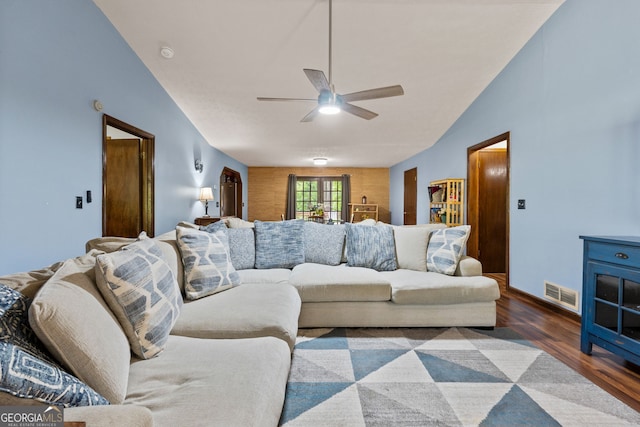 1290 Shadowlawn Dr NE, Conyers, GA 30012 - living area with wood finished floors and a ceiling fan