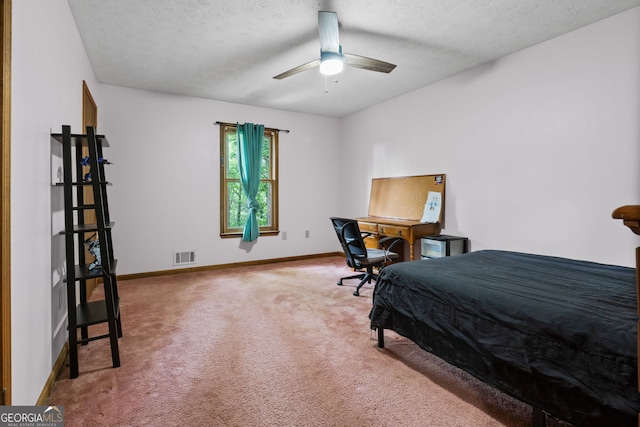 1290 Shadowlawn Dr NE, Conyers, GA 30012 - bedroom with carpet floors, a textured ceiling, and ceiling fan