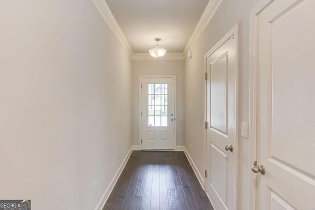 2005 Hamilton Creek Pkwy, Dacula, GA 30019 - doorway with ornamental molding and dark wood-type flooring