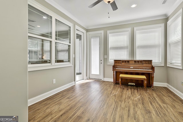 459 N Cove Dr, Newnan, GA 30263 - sitting room featuring ceiling fan, wood finished floors, healthy amount of natural light, and recessed lighting