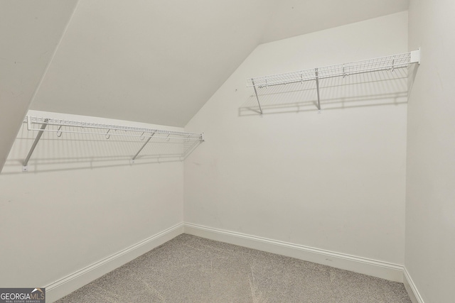 459 N Cove Dr, Newnan, GA 30263 - walk in closet featuring carpet and vaulted ceiling
