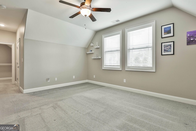 459 N Cove Dr, Newnan, GA 30263 - additional living space with lofted ceiling, ceiling fan, and carpet