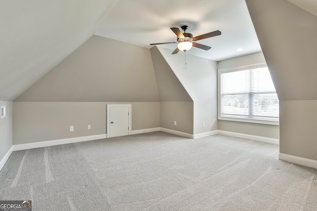 459 N Cove Dr, Newnan, GA 30263 - bonus room with a ceiling fan, vaulted ceiling, and light carpet