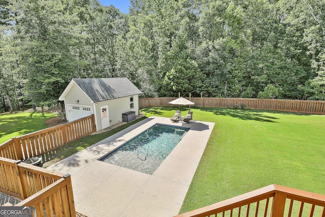 459 N Cove Dr, Newnan, GA 30263 - view of pool with an outbuilding, a fenced backyard, and a patio area