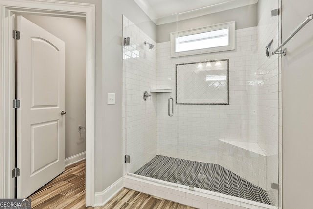 459 N Cove Dr, Newnan, GA 30263 - full bathroom with a shower stall and wood finished floors