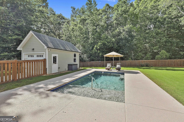 459 N Cove Dr, Newnan, GA 30263 - view of pool featuring an outbuilding, a fenced backyard, and a patio