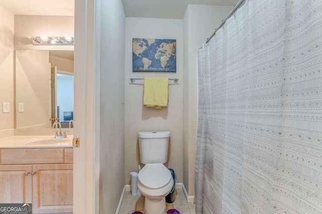 119 Creekside Vw, Hiram, GA 30141 - full bathroom featuring vanity, tile patterned floors, and a shower with curtain