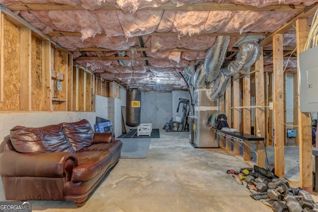 119 Creekside Vw, Hiram, GA 30141 - unfinished basement with electric panel and heating unit
