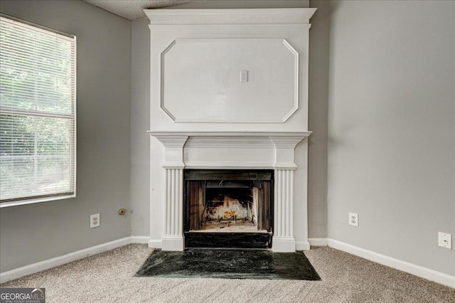 2898 Cedar Trace Dr, Ellenwood, GA 30294 - detailed view of carpet and a fireplace with flush hearth
