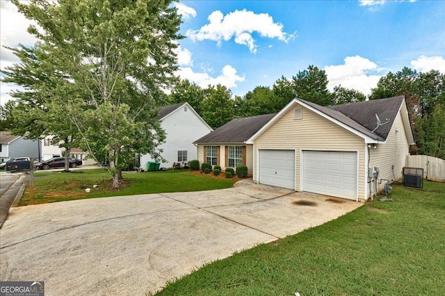 2898 Cedar Trace Dr, Ellenwood, GA 30294 - view of front facade with an attached garage, concrete driveway, and a front lawn