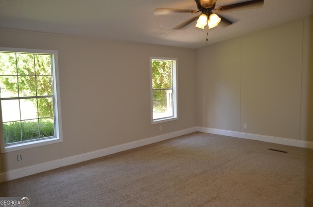325 High Rd, Forsyth, GA 31029 - spare room featuring carpet floors, a ceiling fan, and a textured ceiling