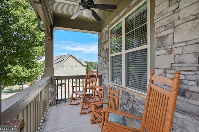 218 Ballymore Ln, Acworth, GA 30102 - porch featuring a ceiling fan