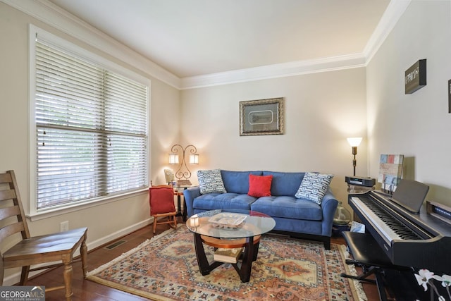 218 Ballymore Ln, Acworth, GA 30102 - living area with crown molding and wood finished floors