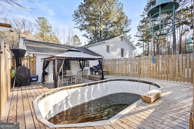 916 Marshall Fuller Rd, Dallas, GA 30157 - wooden terrace with a gazebo and a fenced backyard